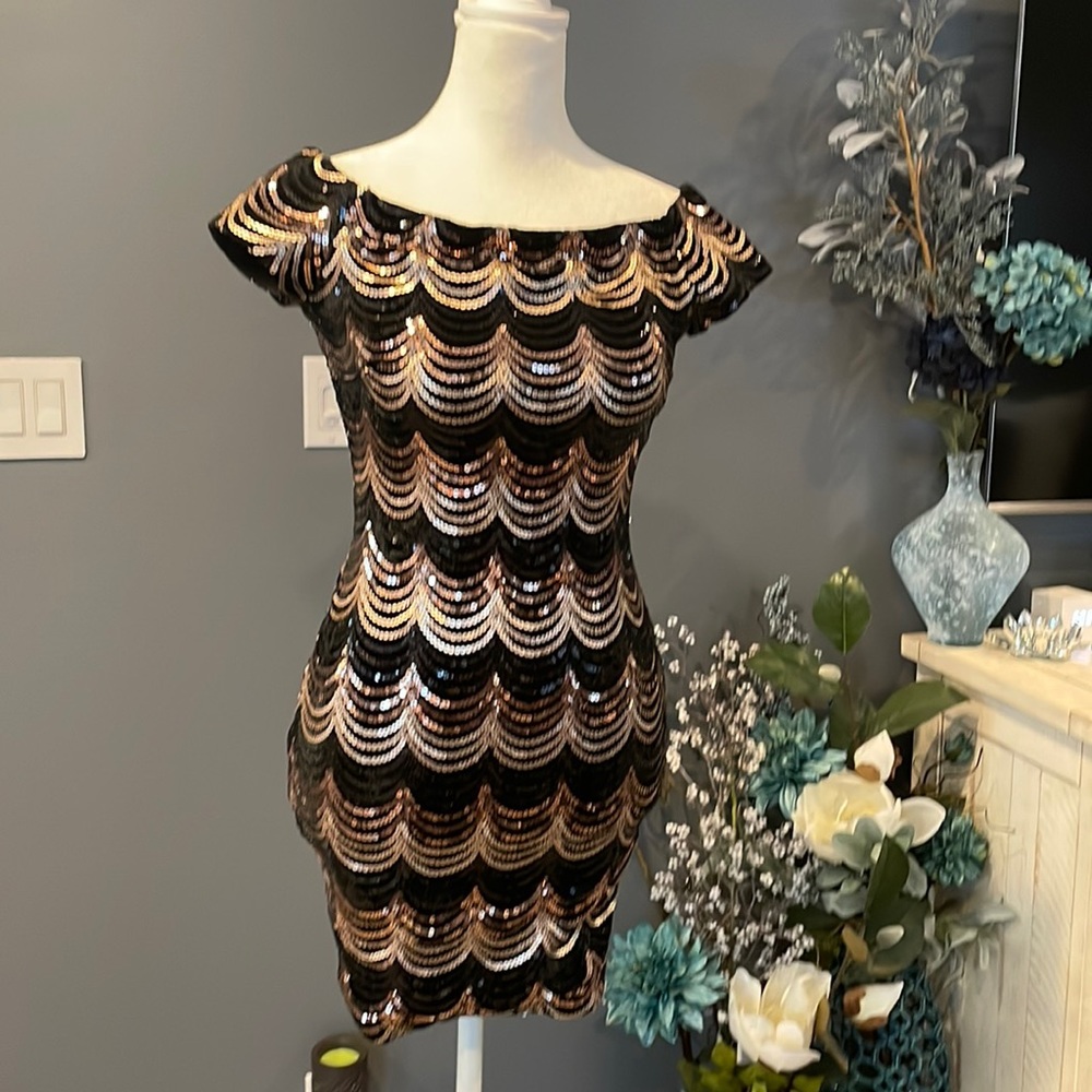 Beautiful knee length sequin dress! Only worn once! like brand new!!